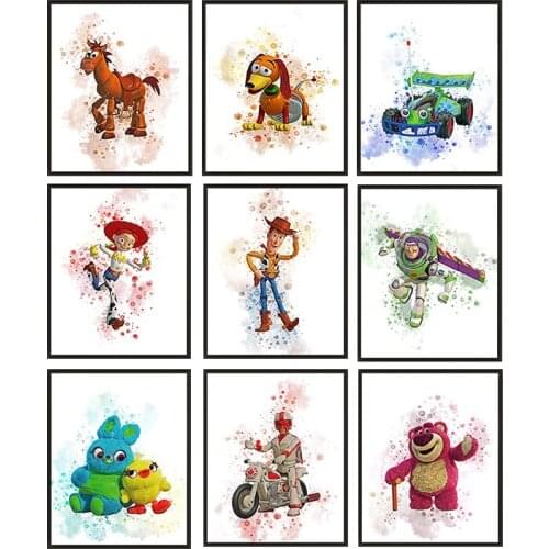 5D Diamond Painting Abstract Disney Toy Story Watercolor Paintings on Movie Wall Art Picture for Living Kids Room Home Decor
