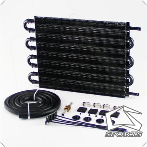 8 Row Radiator Remote Aluminum Transmission Oil Cooler + Hose / Mounting Kit