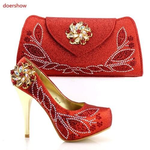 Doershow beautiful Ladies Italian Shoes and Bag Set African Shoes and Matching Bags Italian Nigerian Shoes and Bag PAB1-13