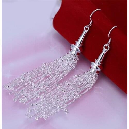 ESE113 Popular Silver Color Earrings For Women 925 Jewelry Christmas Fashion Jewelry Line Earrings