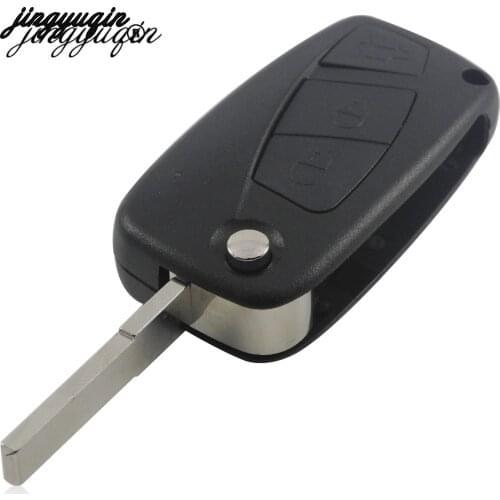 Jingyuqin 10pcs/lot 3 Buttons Flip Folding Remote Key Case Shell For FIAT Punto Ducato Stilo Panda Auto Car Key Shell Case Cover
