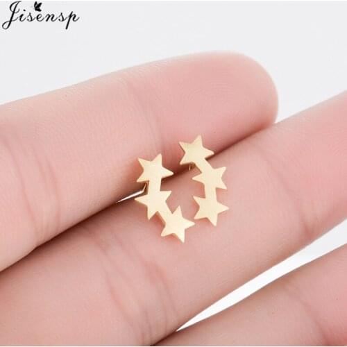 Jisensp Minimalist Cute Three Star Stud Earrings for Girls Metal Earrings Boho Jewelry Gold Color Small Earings Fashion Brincos