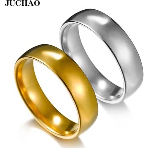 JUCHAO Titanium Steel Gold Anti-allergy Smooth Simple Wedding Couples Rings Bijouterie for Man or Woman Gift New 2020