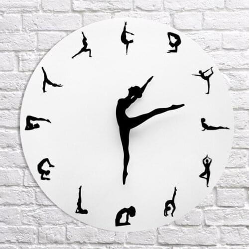 Creative DIY Acrylic Mirror Living Room Bedroom Office Ballet Female Wall Clock