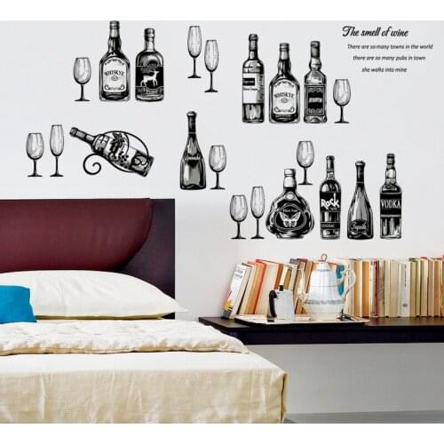 Creative Wine Bottle Wall Stickers Small Pattern Decals Restaurant Kitchen Cabinet Decoration Self Adhesive Home Mural PVC