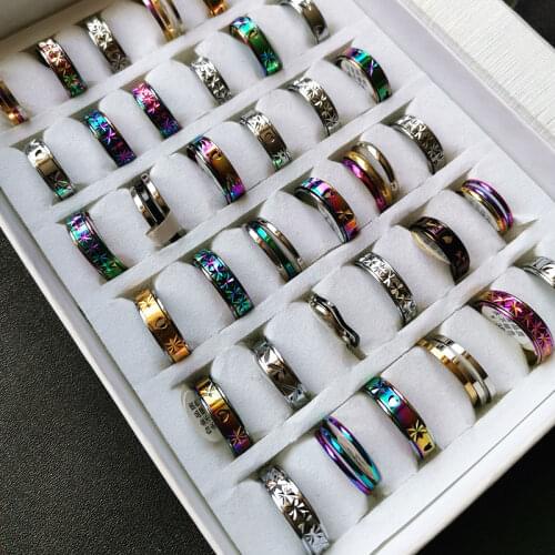 Wholesale 15Pcs/Lot Copper Cool Rotable Ring Random For Women Female Men Fashion Jewelry Rotation Finger Rings Girl Party Gift