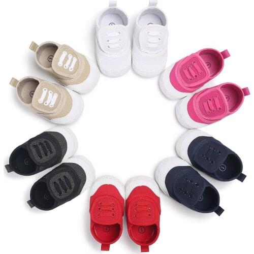 2019 Fashion Solid color soft canvas shoes Baby Boy Shoes Lovely Infant First Walkers Good Soft Sole Toddler Baby Shoes Hot Sale