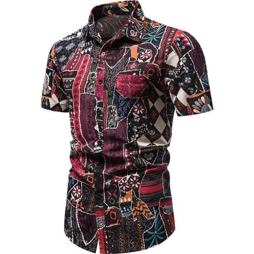 Mens Casual Button Down Short Sleeve Shirts 2021 Fashion Vintage Floral Hawaiian Shirt Men Streetwear Harajuku Casual Shirt Male