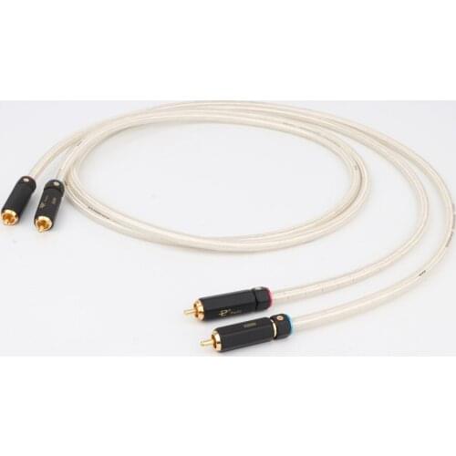 Pair OFC Silver Plated RCA Audio Cable HIFI RCA Cable Interconnect Cable with gold plated RCA connector hi-end RCA to RCA cable