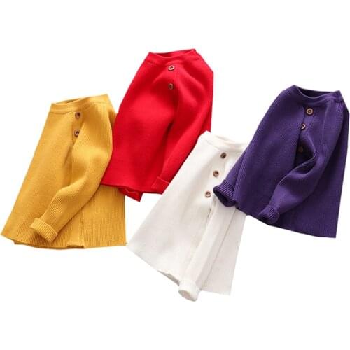 Girls Pullover 2019 Boys Sweaters Spring New Knitted Baby Girls Ribbed Sweater Girls Sweaters Solid Candy Color Kids Clothing