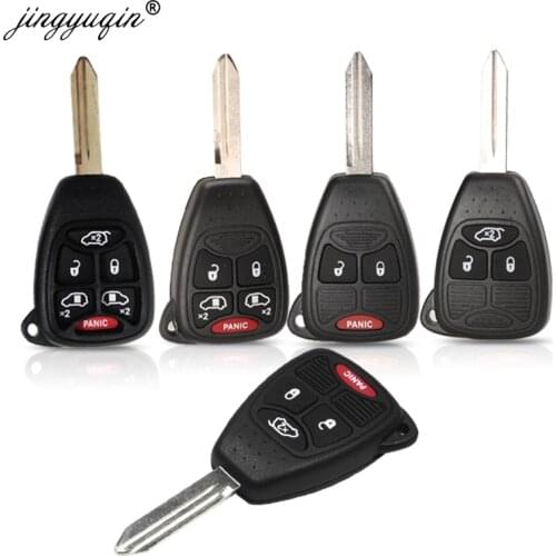 Jingyuqin 3/4/5/6 Button Remote Fob Car Key Case Shell For Dodge Dakota Durango Charger Jeep Grand Cherokee Chrysler 300 Town