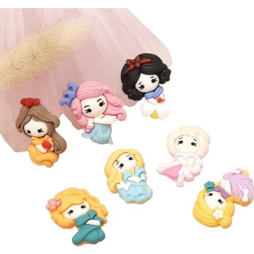 7/14/21Pcs Kawaii Resin Colorful Princess Baby Girls Flatback Cabochon Scrapbook DIY Hair Accessories Home Decor Shaped Craft