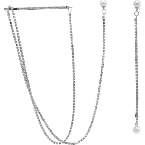 Romantic Full Rhinestone Pearl Long Tassel Drop Earrings for Women Lady With Hairgrips Wedding Party Jewelry Valentines Gift