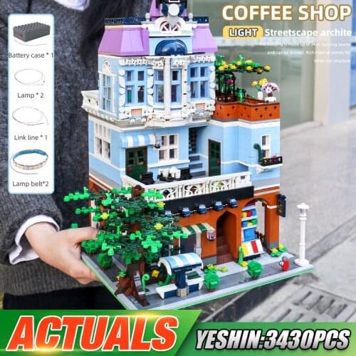 MOULD KING 16004 Streetview Building Toys The Cafe Coffee Corner Model Building Blocks Assembly Toys Bricks Kids Christmas Gifts