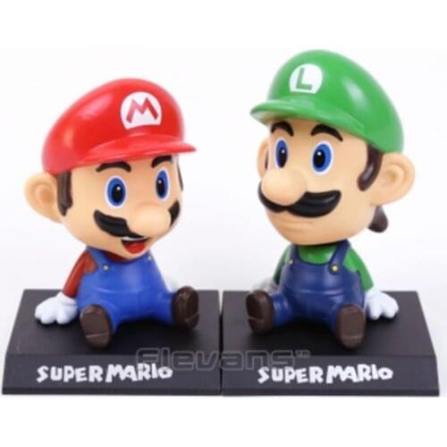 Super Mario Brothers Mario Luigi Bobble Head Doll PVC Figure Toy