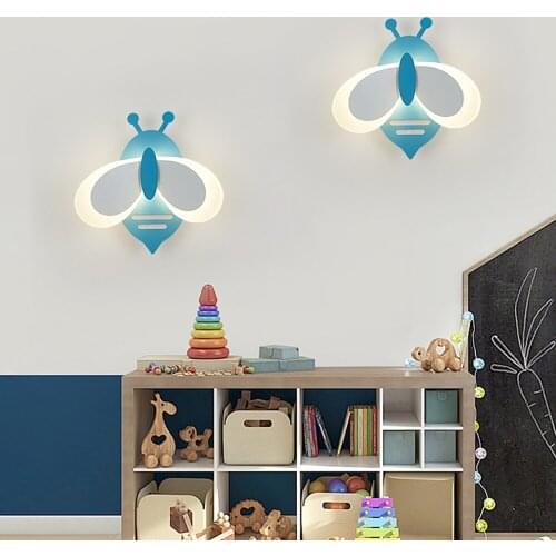 Boy Girl Childrens Room LED Wall Lamps Modern Bedroom Bedside Decoration Bees Wall Lights Home Lighting Indoor Kids Room Lamp