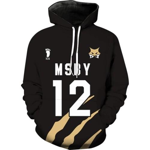 Haikyuu 3D Print Hoodies MSBY Black Jackal Sweatshirt Men Women Fashion Sportswear Hoodie Harajuku Streetwear Tops Coat Clothing