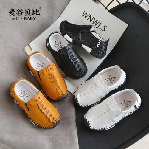 Boys Leather Shoes Children Casual Flats for Boys Fashion Classic Kids Loafers Slip-on Spring Autumn Brand New Sneakers 21-35
