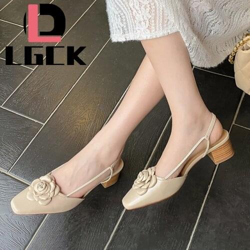 Slingback Sexy Women Pumps Fashion Ladies High Heels Shoes Soft Leather Heels Shoes Woman Square Toe Non-slip Brand Summer 2021