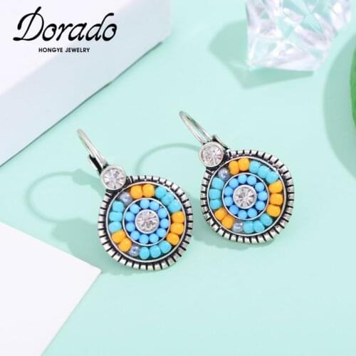 Dorado Vintage Round Drop Earrings For Women Colorful Beads Fashion Bohemian Christmas Present Accessories Party Jewelry Brincos