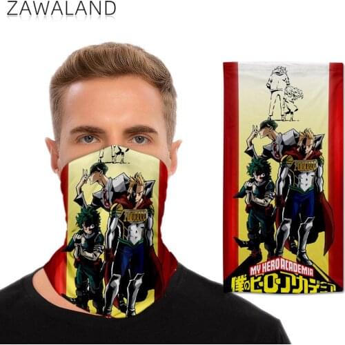 Zawaland 2pcs/set Anime Bandana Men Neck Gaiter Headband Cycling Half Face Mask Cartoon Scarf Summer Windproof Tube Scarves
