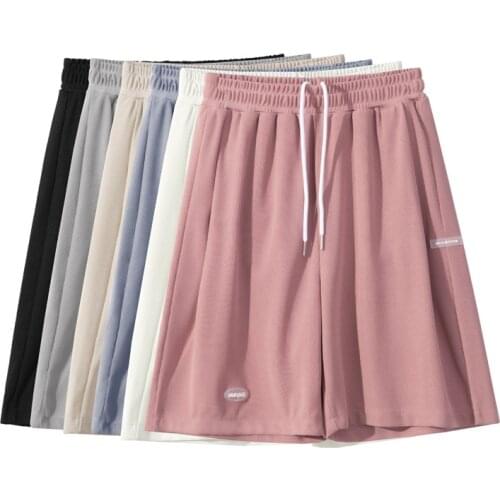 2021 New Summer Breathable Comfortable Thin Ice Silk High Waist Loose Sport Shorts for Woman Pink Blue Black Middle Pants Woman
