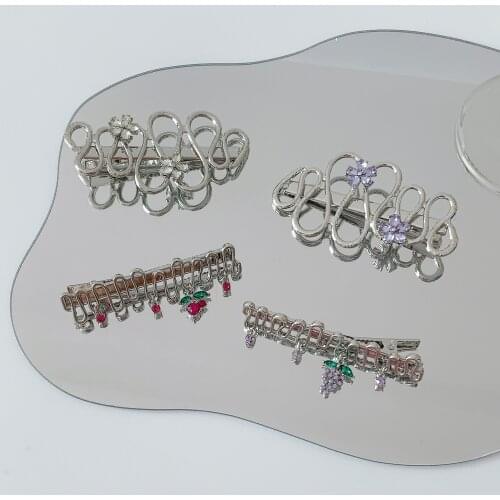 Punk Vintage Fruit Grape Vine Flower Metal Hair Clips for Women Y2K Fashion Jewelry Geometric Barrettes Headwear Hairpins 90s