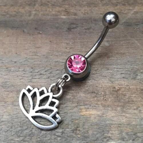 1PC Vintage Flower Navel Piercing Ombligo for Women Bohemian Belly Piercing Nombril Sexy Lotus Belly Button Rings Dangle Pircing