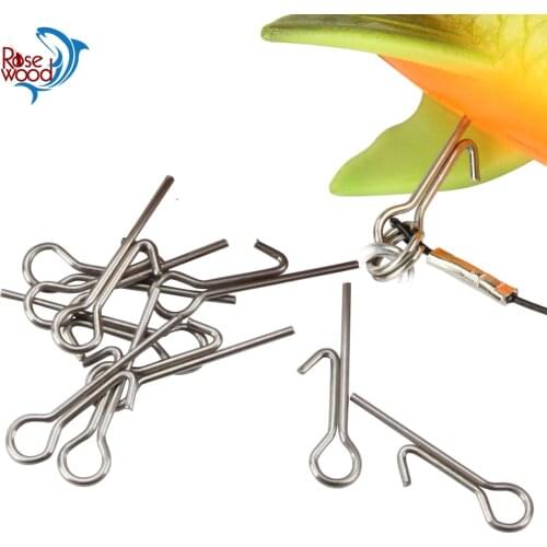 RoseWood 100pcs Fishing Lure Accessories String Hook Connector Needle Fishing Pin For Soft Lure 304 stainless steel Pesca Tackle