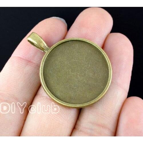 15pcs--Antique Bronze Round Cameo Cabochon Base Setting Charms, inner 25mm