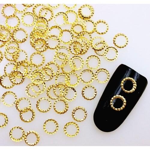 500Pcs/Lot 5mm Gold Silver Hollow Round Hemp Wreath Rivets Studs Metal Alloy Nail Art Parts Decorations 3D DIY Stickers/Charms