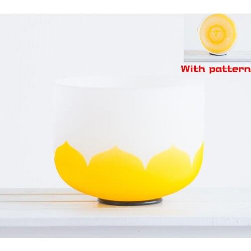 8Inch Perfect Pitch E Note Solar Plexus Chakra Yellow Lotus Frosted Quartz Crystal Singing Bowl Mallet and o-ring included