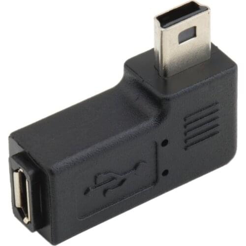 90 Degree Left & Right Angled Mini USB 5pin Male to Micro USB Female Data Sync Power Adapter 100pcs/lot