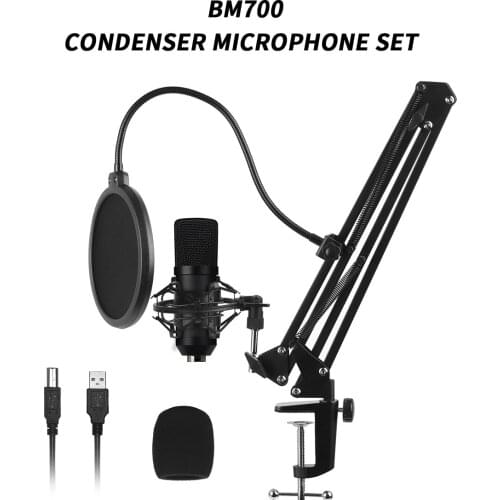 BM700USB microphone computer game K song recording webcast notebook sound card capacitor reverb microphone set