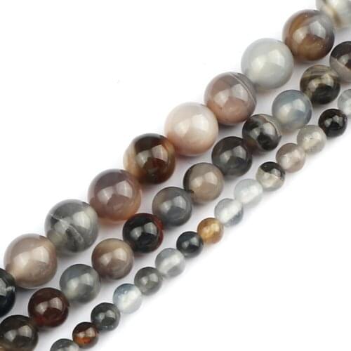 Wholesale 4 6 8MM Smooth Black Striped Agate Loose Round Onyx Beads for Diy Jewelry Making Bracelet Necklace Pendant Accessorie