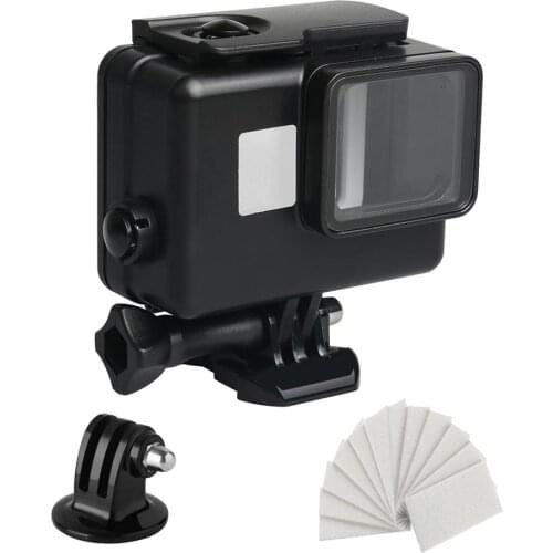 Black Waterproof Protective Case Tempered Glass Double-layer Optical Coating Anti Fog Inserts for GoPro Hero 5 6 7 Black