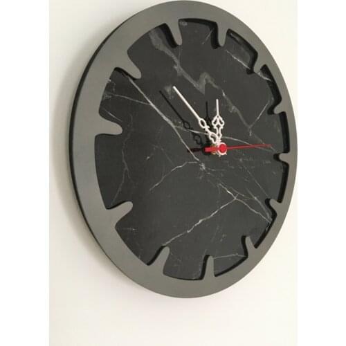 North Designed Bendir Soot Black Bar Decorative Wall Clock 30 Cm