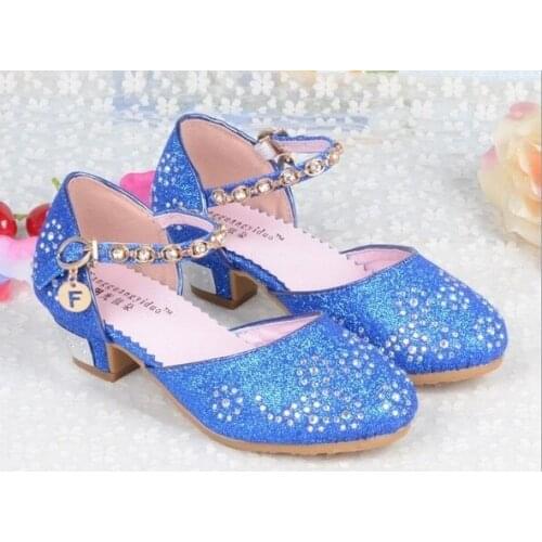 Hot Princess Girls Sandals Kids Shoes For Girls Dress Shoes Little High Heel Glitter Summer Party Wedding Sandal Children Shoe