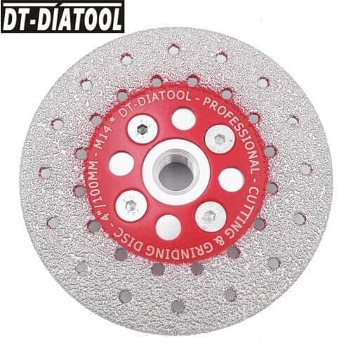 DT-DIATOOL 1pc M14 or 5/8-11 Thread Vacuum Brazed Double Side Coated Diamond Cutting Grinding Wheel For Cut Shapen Grind Smooth