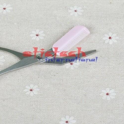 By ems or dhl 200pcs Girl Ladys Eyelash Thinning Shears Comb Pink Eyebrow Eyelash Hair Clips Scissors Shaping Eyebrow