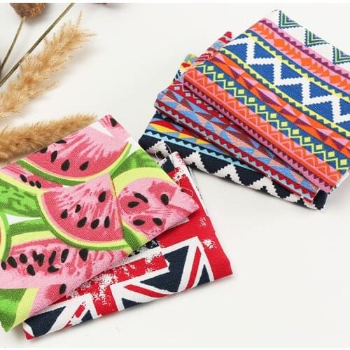 Ethnic Wave Printed Canvas Fabric Polyester Cotton Cloth For Sewing Pillows And Bags Materials TJ1389
