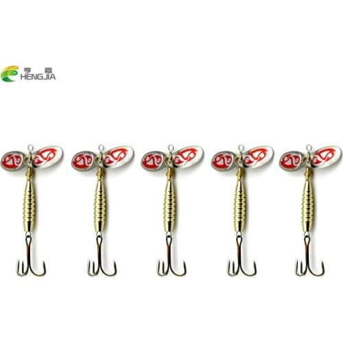 HENGJIA 5Pcs metal fishing lure spoon spinner bait 16.5g 360 degree rotation fishing tackle Hard Bait spinner bait tackle