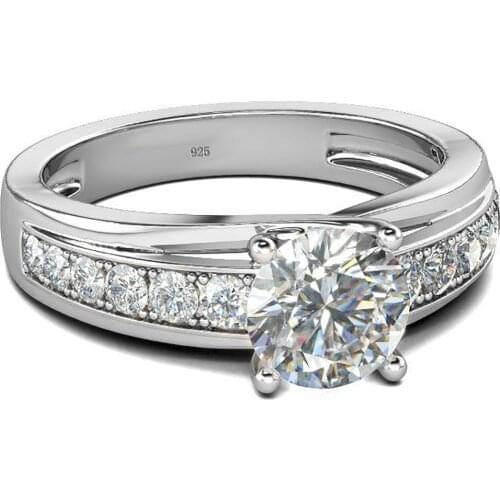 RedWood Famous Brand 1ct Moissanite Ring For Women Solid 925 Sterling Silver 18K White Gold Plated Diamond Rings Wedding Jewelry