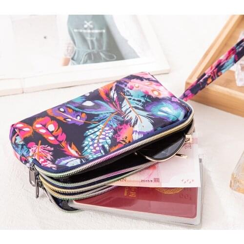Short Coin Purse Fashion Mobile Phone Bag Korean Style Zipper Printed Casual Clutch Makeup Coin Purse
