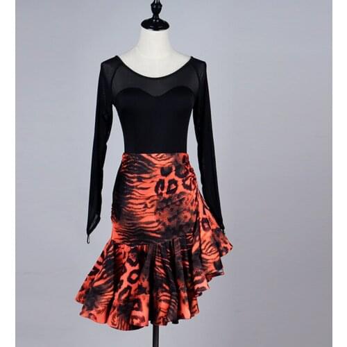 2017 New Latin dance practice costume competition performance costume ladies adult Latin/tango/Cha Cha/Rumba oblique side skirt