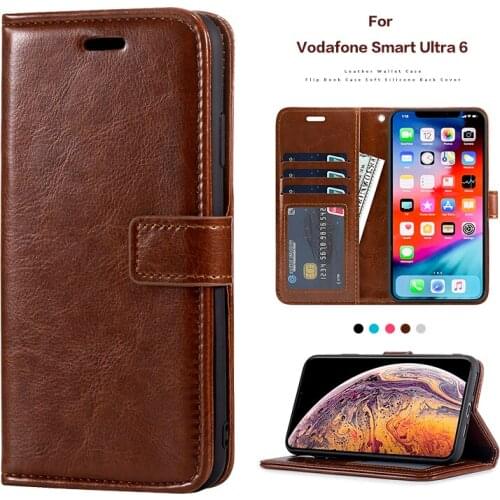 Leather Flip Case For Vodafone Smart Ultra 6 Card Holder Silicone Case Wallet Cover For Vodafone Smart Ultra 6 Business Case