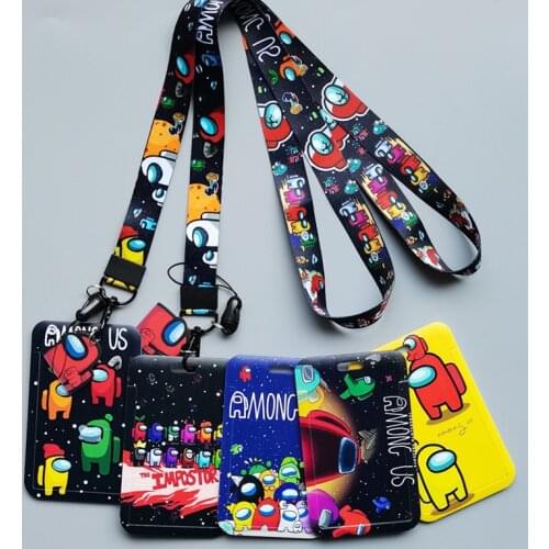 1 set Cute Cartoon Lanyard Card Holder Student Campus Meal Card Set Keychain Badge Bus Subway Card Protective Cover