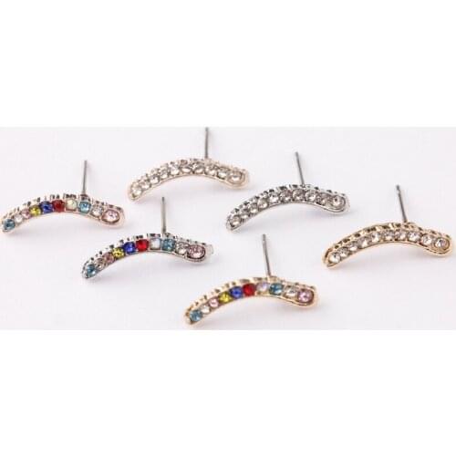 Fashion Cute Pave Crystal Shiny Rhinestone Stone Tiny Small Studs Earrings for Women