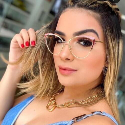 Fashion Anti Blue Light Glasses Protect Eyes TR90 Optical Glasses Frame for Women Female Designer Clear Oval Computer Glasses