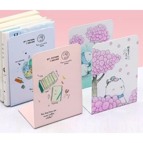 2021 New 2Pcs Cute Bookends L-shaped Desk Organizer Desktop Book Holder School Stationery Office Accessories Drop Shipping